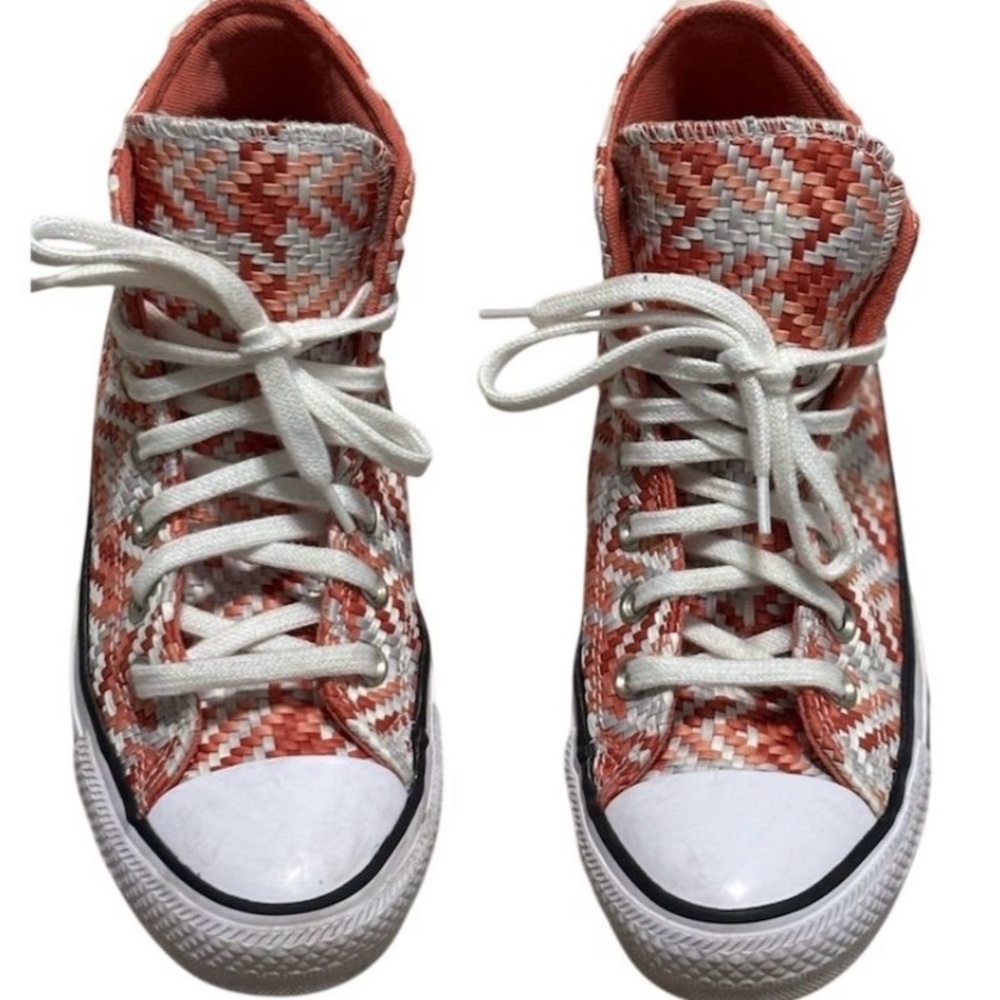 Converse Orange and White High-Top Sneakers with Classic Design